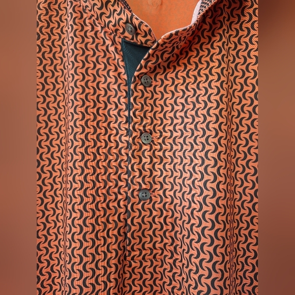 Greyson Mens Polo Golf Shirt Coral Moonshine Geometric Collared Size XL - Picture 4 of 8